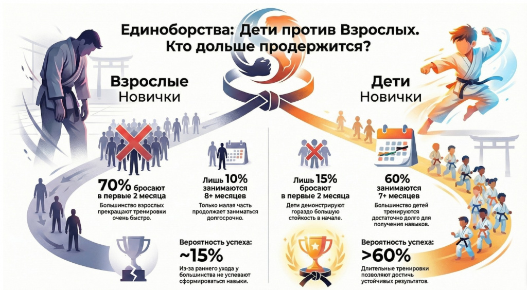 Исследование по удержанию в единоборствах взрослых и детей - сравнительный анализ Исследование по удержанию в единоборствах взрослых и детей - сравнительный анализ